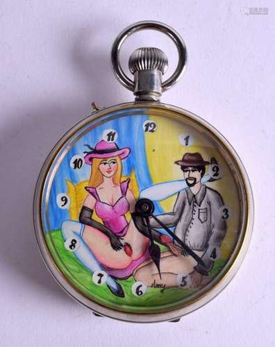 AN UNUSUAL EROTIC POCKET WATCH depicting a Texan male