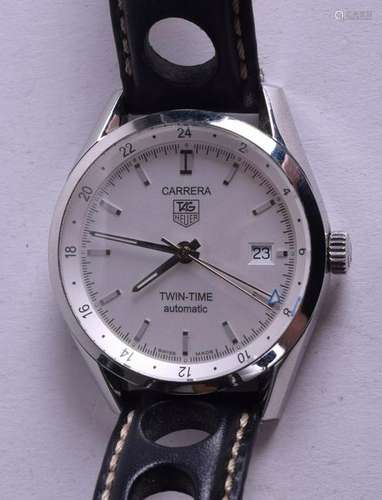 A TAGHEUER CARRERA TWIN TIME AUTOMATIC WRISTWATCH. 3.5