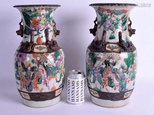 A PAIR OF 19TH CENTURY CHINESE CRACKLE GLAZED FAMILLE