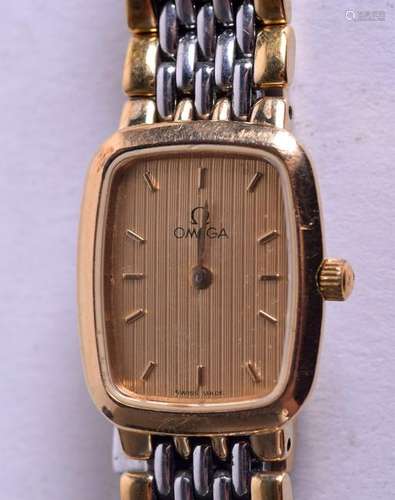 A LADIES OMEGA DE VILLE BI METAL WRISTWATCH. 1.5 cm