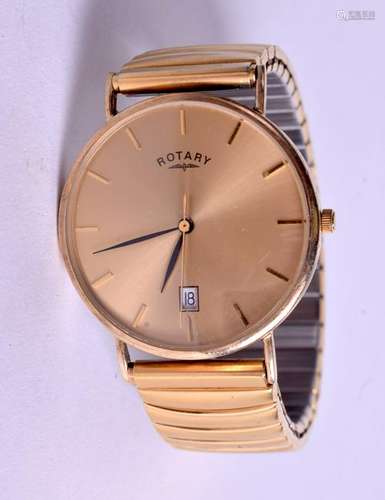 A VINTAGE OVERSIZED 9CT GOLD ROTARY WRISTWATCH. 2.25 cm