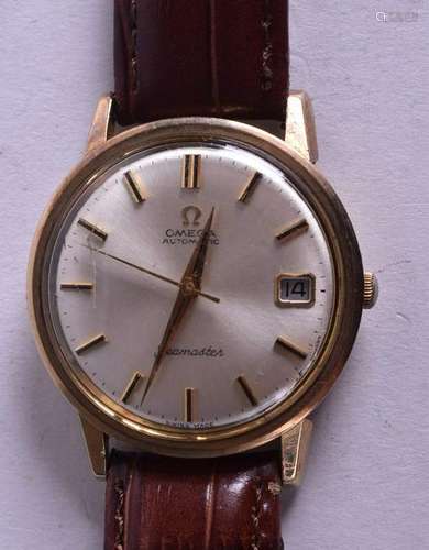 A VINTAGE 9CT GOLD OMEGA SEAMASTER. 3.25 cm wide.