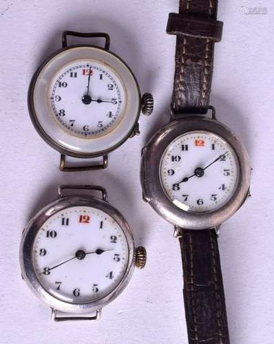 THREE SMALL SILVER WATCHES. (3)