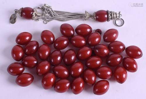 CHERRY AMBER TYPE BEADS. (qty)