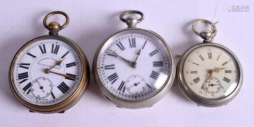 THREE POCKET WATCHES. (3)