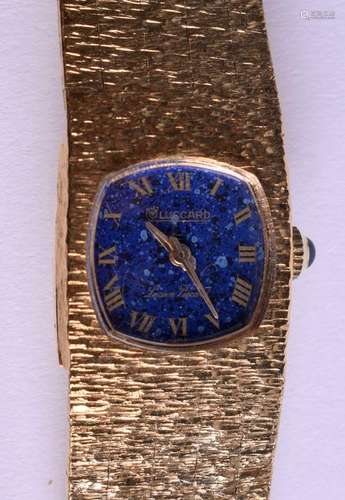 A BOXED LUCIEN PICCARD LAPIS WRISTWATCH. 2 cm wide.