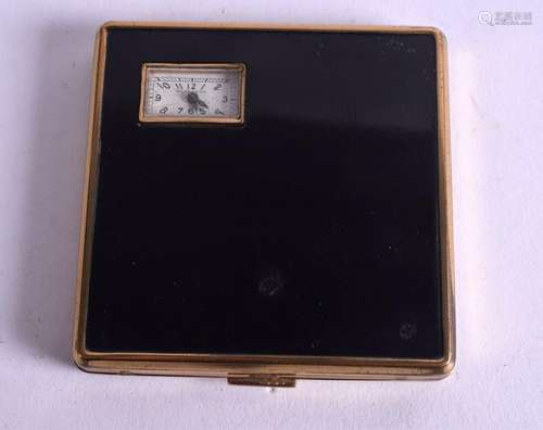 A RARE 1950S WELDWOOD COMPACT WATCH. 7.5 cm square.