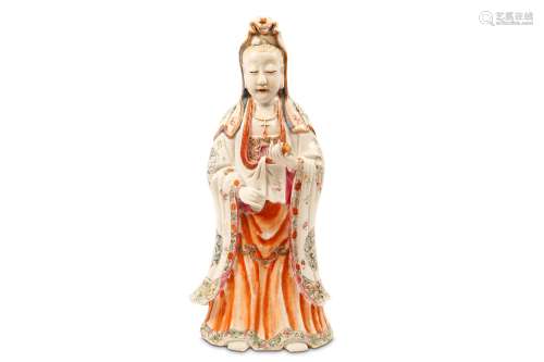 A CHINESE FAMILLE ROSE MODEL OF GUANYIN.