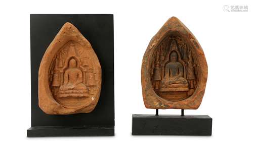 TWO BURMESE TERRACOTTA VOTIVE SHRINES.