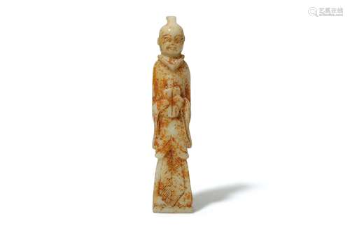 A CHINESE JADE FIGURE OF A STANDING OFFICIAL.