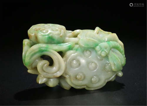 CHINESE JADEITE LOTUS TABLE ITEM