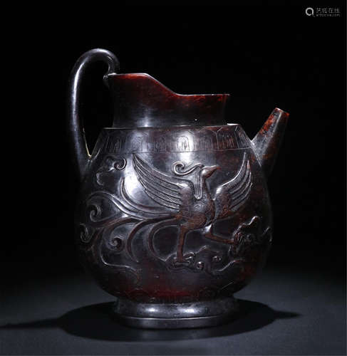 CHINESE ANCIENT JADE PHONEX KETTLE