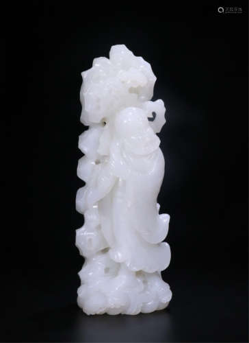 CHINESE WHITE JADE LOHAN TABLE ITEM