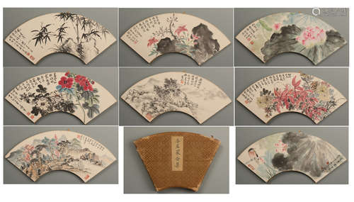 FORTEEN CHINESE FAN PAINTING OF BIRD AND FLOWER