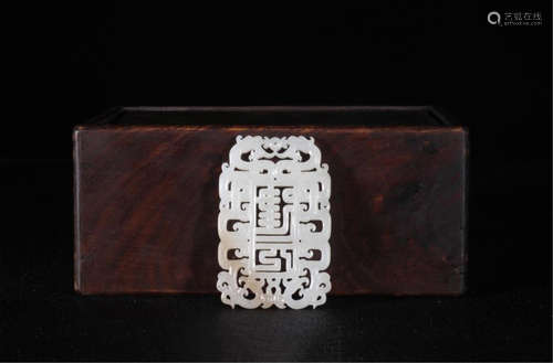 CHINESE WHITE JADE DRAGON PLAQUE