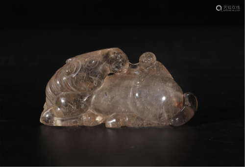 CHINESE ROCK CRYSTAL HORSE SNUFF BOTTLE