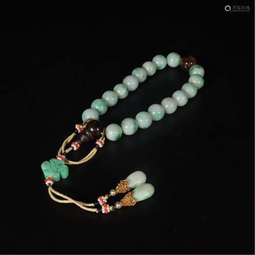 CHINESE JADEITE BEAD BUDDHIST BRACELET