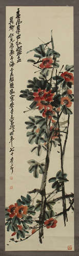 CHINESE SCROLL PAINTING OF FLOWER