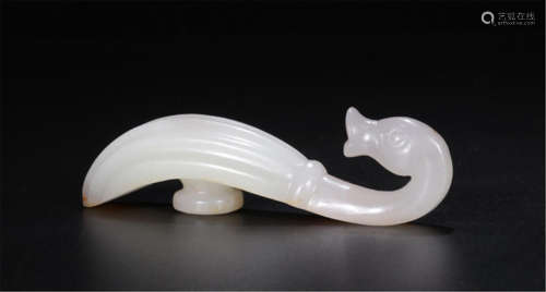 CHINESE WHITE JADE DRAGON BELT HOOK