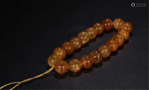 CHINESE BROWN TURMALINE BEAD BRACELET