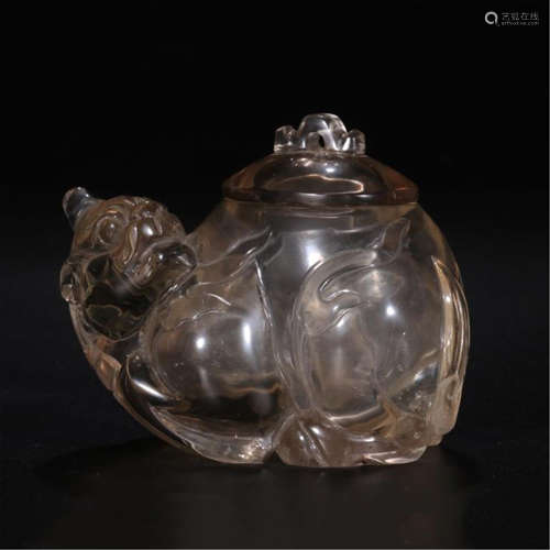 CHINESE ROCK CRYSTAL BEAST SNUFF BOTTLE