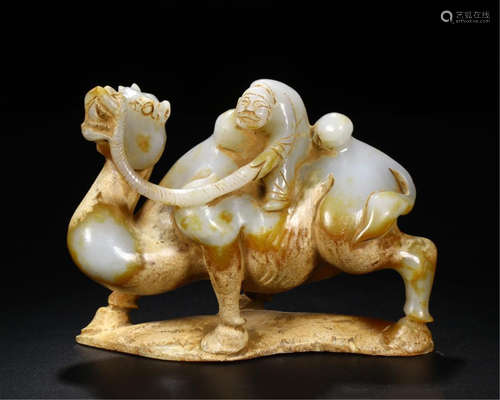 CHINESE JADE MAN ON CAMEL TABLE ITEM