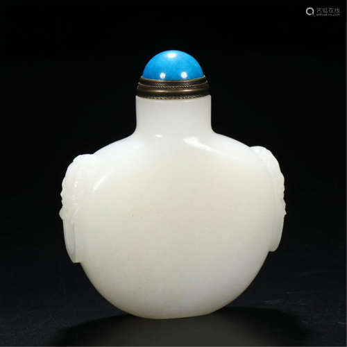 CHINESE WHITE JADE SNUFF BOTTLE