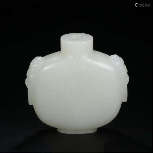 CHINESE WHITE JADE SNUFF BOTTLE