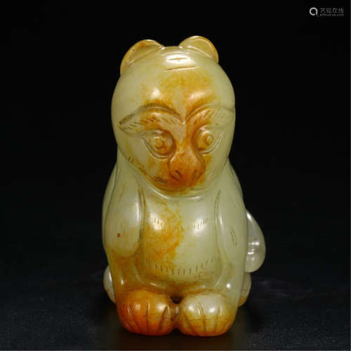 CHINESE ANCIENT JADE BEAR TABLE ITEM