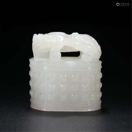 CHINESE WHITE JADE DRAGON SEAL