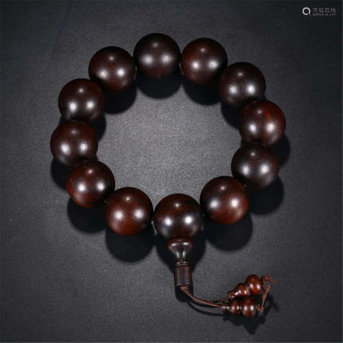 CHINESE HARDWOOD ZITAN BEAD BUDDHIST BRACELET