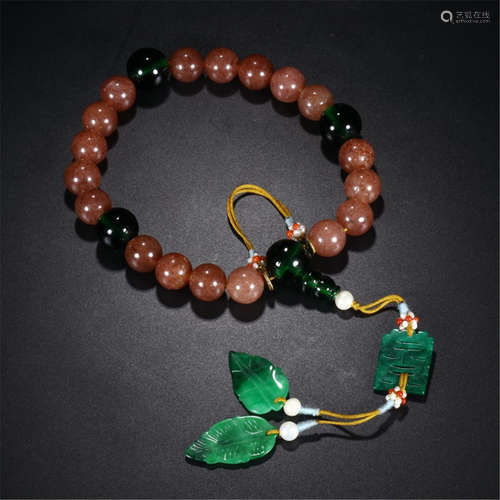 CHINESE AGATE BEAD BUDDHIST BRACELET