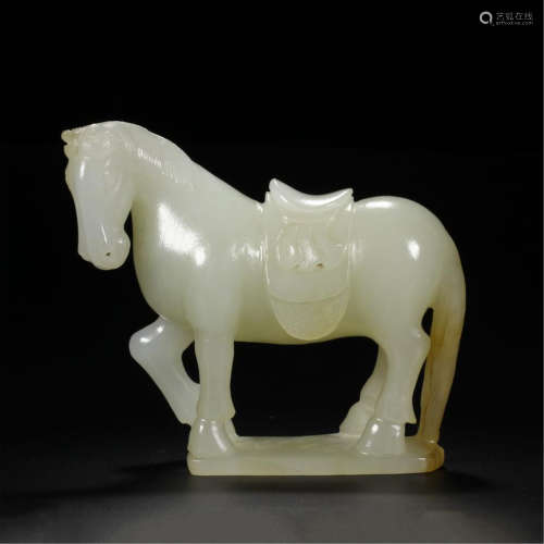CHINESE CELADON JADE HORSE TABLE ITEM