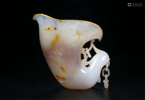 CHINESE AGATE PHOENIX JUE CUP