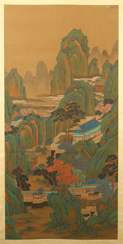 CHINESE SCROLL PAINTING OF MOUNTAIN VIEWS