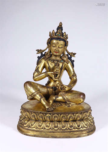 TIBETAN GILT BRONZE SEATED TARA