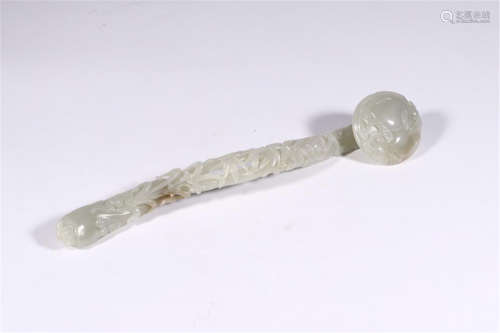 CHINESE CELADON JADE RUYI SCEPTER