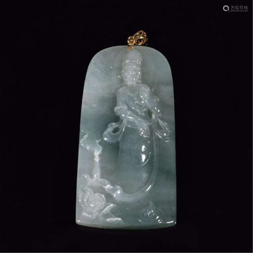 CHINESE JADEITE GUANYIN PLAQUE