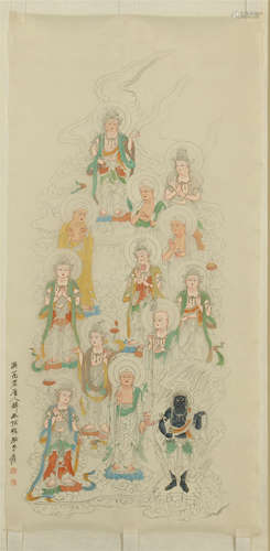 CHINESE SCROLL PAINTING OF STANDING BUDDHA