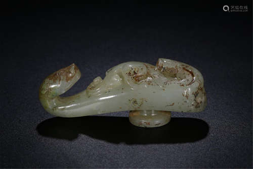 CHINESE ANCIENT JADE DRAGON BELT HOOK