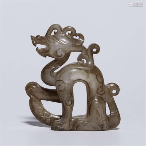 CHINESE ANCIENT JADE DRAGON HAND ITEM