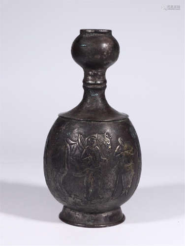 CHINESE SILVER FIGURES AND STORY KETTLE