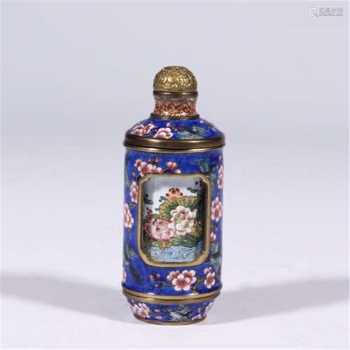 CHINESE ENAMEL FLOWER SNUFF BOTTLE