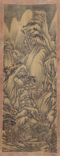 CHINESE SCROLL PAINTING OF MOUNTAIN VIEWS