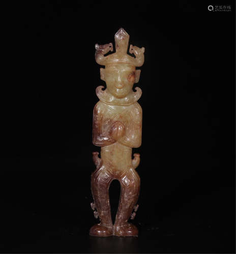 CHINESE ANCIENT JADE FIGURE PENDANT