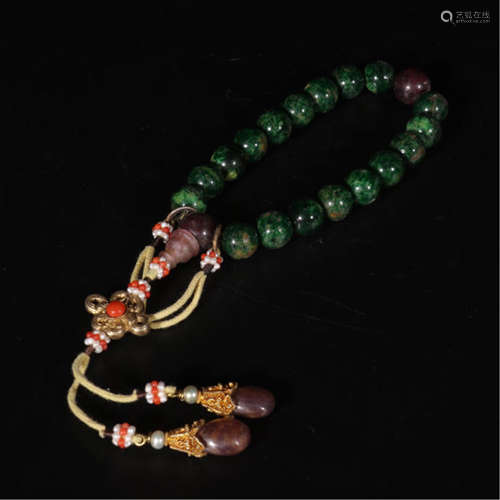 CHINESE JADEITE BEAD BUDDHIST BRACELET