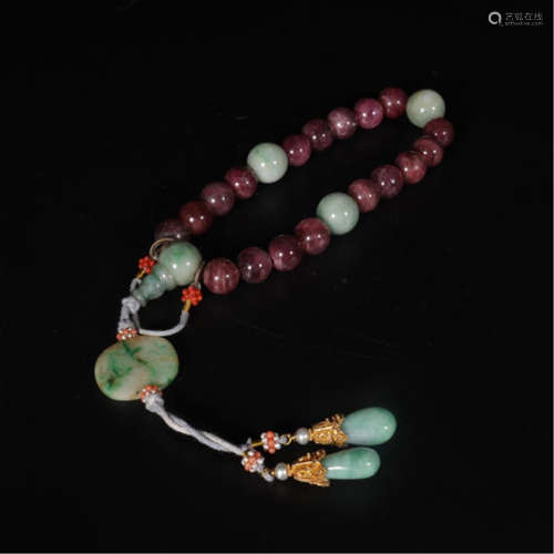 CHINESE RUBY BEAD BUDDHIST BRACELET