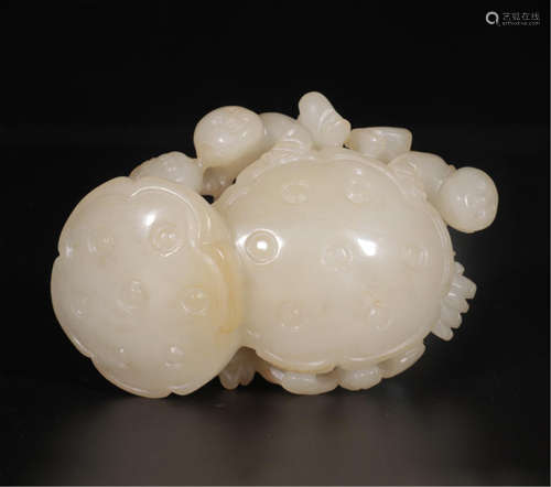 CHINESE WHITE JADE BOY WITH LOTUS TABLE ITEM