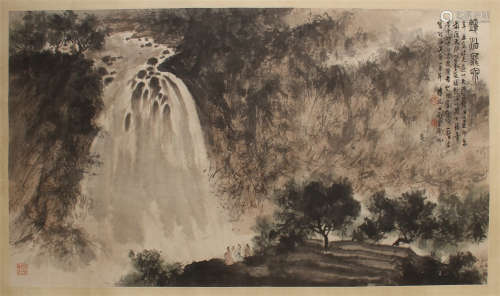 CHINESE SCROLL PAINTING OF WATERFALL VIEWS