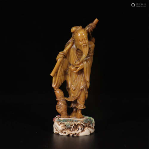 CHINESE TIANHUANG STONE FISHER TABLE ITEM